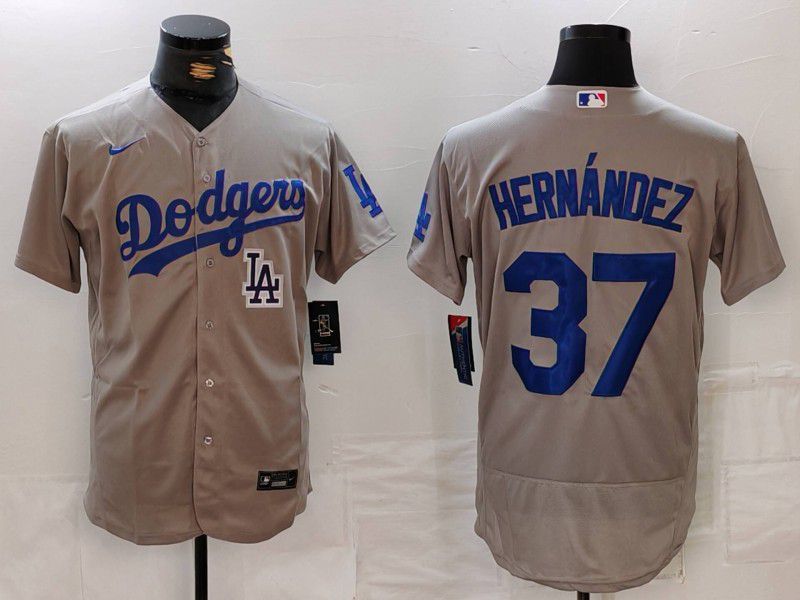 Men Los Angeles Dodgers #37 Hernandez Grey Nike Elite 2024 MLB Jersey style 7265